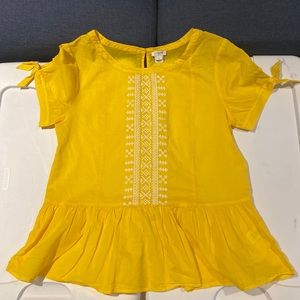 J Crew Yellow Embroidered top